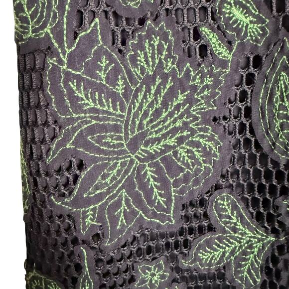 Tory Burch Blue Green Floral Lace Appliqué Fishnet Sheath Knee Length Dress 2 - Picture 9 of 16